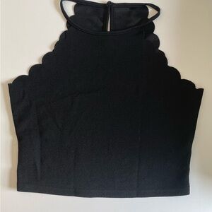 Source Unknown Black Scalloped Crop Top